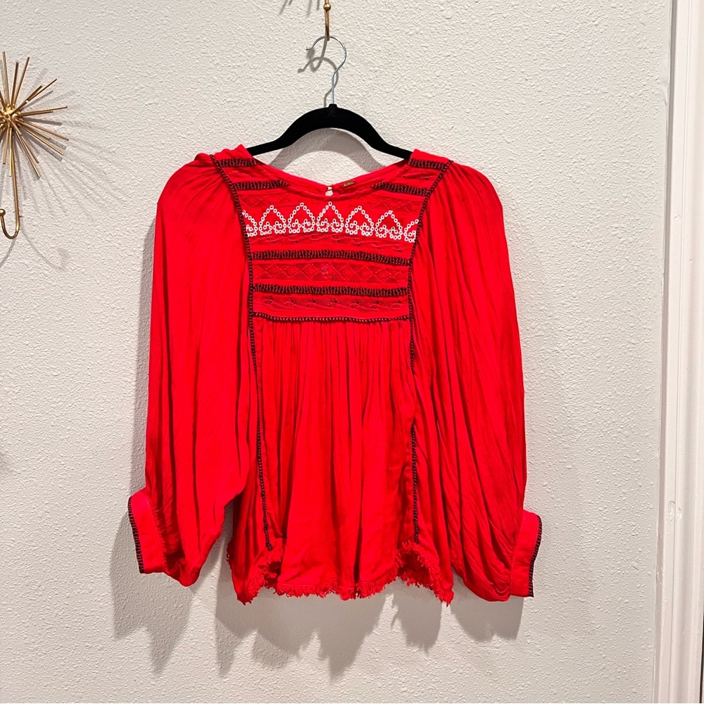 Red blouse top, from free people, size small